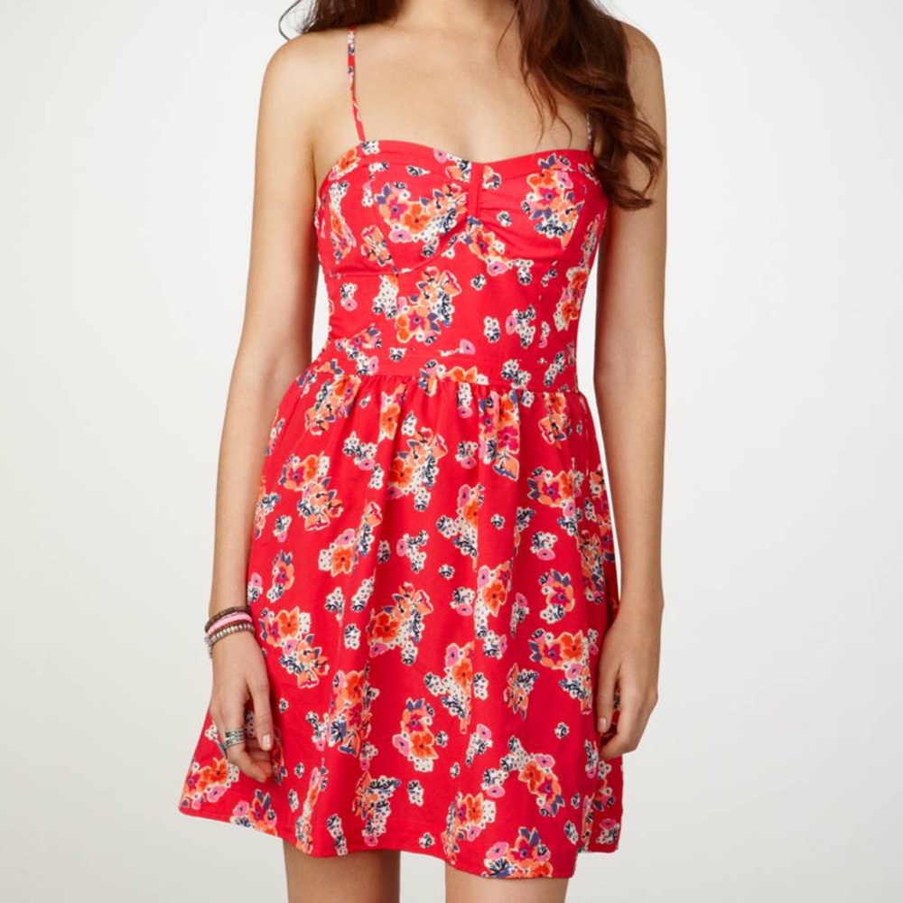 AE Corset pink floral summer mini dress
